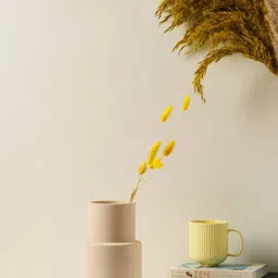 PUREZENTO Pure Home & Living Beige Solid Ceramic Flower Vase-picture-11