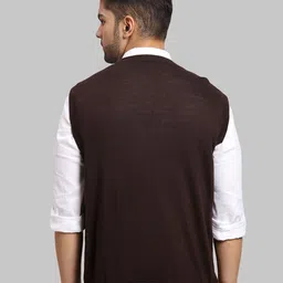 ColorPlus Men Brown & Cream-Coloured Printed Sweater Vest image 4
