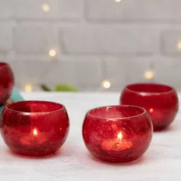 Homesake Set of 4 Red Textured Candle Holders-image-64