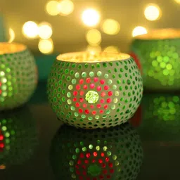 Homesake Set Of 4 Glass Round Mosaic Candle Holder-picture-39