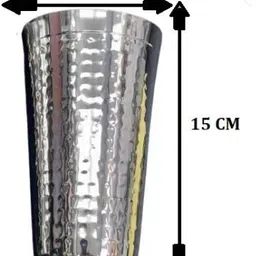agromech (Pack of 2) SS LASSI GLASS HAMMER 700ML Glass Water/Juice Glass image 3