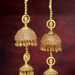 PANASH Set of 2 Gold-Plated White Beaded Bridal Kaleeras-picture-30