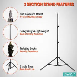 USTINE Lightweight & Portable 7 Feet Aluminum Alloy Studio Light Stand with Holder Tripod image 2