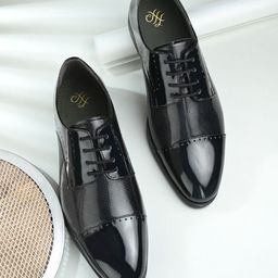House of Pataudi Men Textured Wrinkle Free Formal Derbys-picture-40