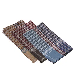 ROYAL SON Unisex Pack Of 12 Checked Cotton Handkerchief image 2
