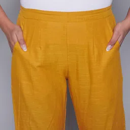 aavoni Women Straight Fit Yellow Pure Cotton Trousers image 5