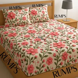 rumps Cotton, Microfiber King Fitted (Elastic) 350 TC Self Design Bedsheet-picture-16