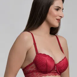 MAKCLAN Underwired Lightly Padded Medium Coverage All Day Comfort Dry-Fit Plunge Bra image 4