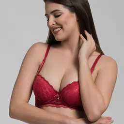 MAKCLAN Underwired Lightly Padded Medium Coverage All Day Comfort Dry-Fit Plunge Bra image 2