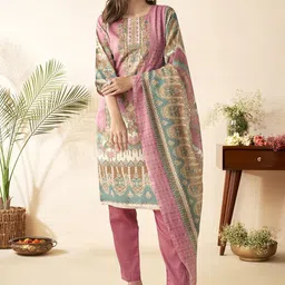 Anouk Women Floral Printed Regular Mirror Work Kurta with Trousers & With Dupatta-picture-22