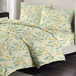 bsb home Yellow & Green Self Design Other 4 Piece Double Queen Superfine Bedding Set-picture-37