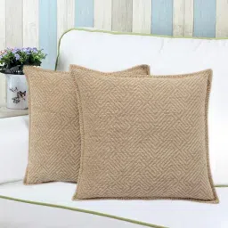 saral home Beige Textured Cotton 16 x 16 Inches Cushion Covers (Set of 2)-picture-11