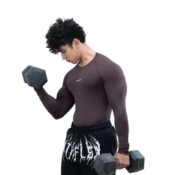 Athflex Men's Full Sleeve Ace Compression T-Shirt,  Small  Aubergine  image 2