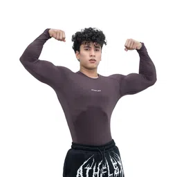 Athflex Men's Full Sleeve Ace Compression T-Shirt,  Small  Aubergine  image 4
