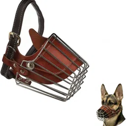 aomnistore Medium Size Adjustable Metal Wire Pet Muzzle for Dogs – Breathable & Secure Fit Medium Other Dog Muzzle-picture-11