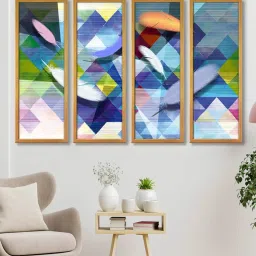999store Museum Multicolour Canvas Framed Abstract Art Panel Set of 4 image 1