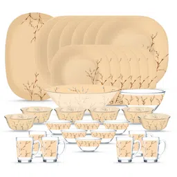 luminarc Pack of 33 Glass Made in UAE Premium quality French style design sodalime glass Beige Neo Carina Dinner Set-picture-11