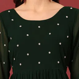 Poshak Hub Floral Yoke Design Thread Work Georgette Tiered Anarkali Kurta image 2