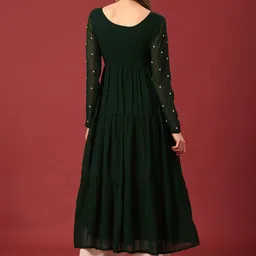 Poshak Hub Floral Yoke Design Thread Work Georgette Tiered Anarkali Kurta image 5