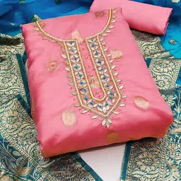 Peachmode Organza Unstitched Dress Material-picture-11