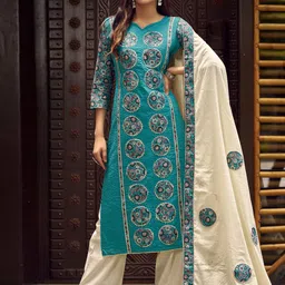 Stylee LIFESTYLE Floral Printed Gotta Patti Pure Cotton Unstitched Dress Material-picture-26