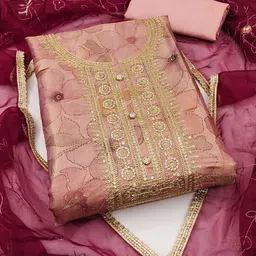 KALINI Floral Printed Sequinned Unstitched Dress Material-picture-21