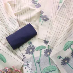 GAJARAI Floral Woven Design Pure Cotton Unstitched Dress Material-picture-19