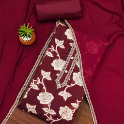 KALINI Floral Woven Design Zari Detail Unstitched Dress Material-image-90