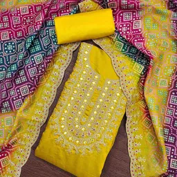 KALINI Floral Embroidered Sequinned Unstitched Dress Material-image-29