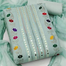 MANVAA Floral Embroidered Sequinned Unstitched Dress Material-picture-10