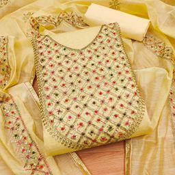Panzora Embroidered Art Silk Unstitched Dress Material-picture-2