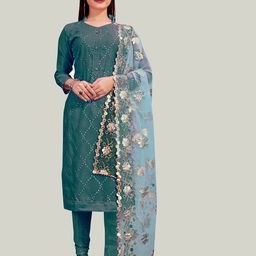 MANVAA Embroidered Unstitched Chanderi Dress Material-picture-8