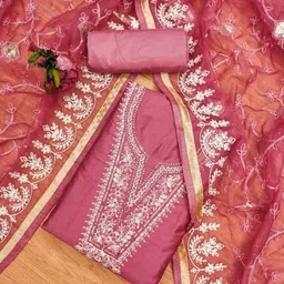 Panzora Embroidered Unstitched Dress Material-image-70