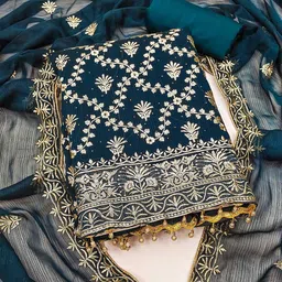 Panzora Ethnic Motifs Embroidered Unstitched Dress Material-image-97