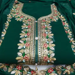 Panzora Floral Embroidered Beads and Stones Unstitched Dress Material-picture-26