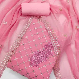 Panzora Geometric Embroidered Sequinned Detailed Unstitched Dress Material-picture-13