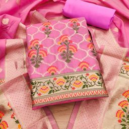 KALINI Floral Printed With Zari Cotton Silk Unstitched Dress Material-picture-13