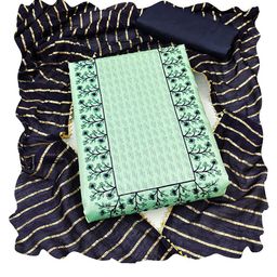 MANVAA Ethnic Motifs Embroidered Thread Work Pure Silk Unstitched Dress Material-picture-29
