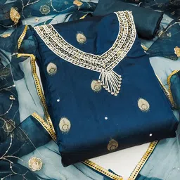 KALINI Floral Woven Design Organza Unstitched Dress Material-picture-17