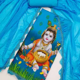 KALINI Graphic Printed Unstitched Dress Material image 1