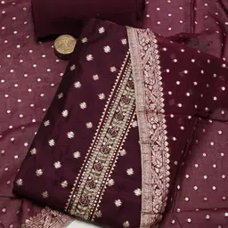 Meena Bazaar Art Silk Unstitched Dress Material-picture-16