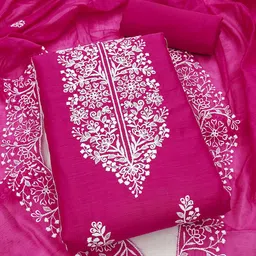 Panzora Embroidered Art Silk Unstitched Dress Material-picture-32