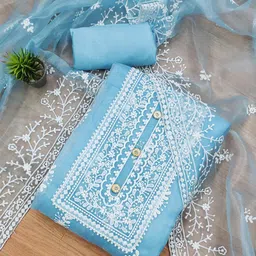 Panzora Embroidered Organza Unstitched Dress Material-picture-41