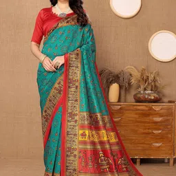 KALINI Warli Printed Art Silk Mysore Silk Saree image 1