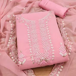 KALINI Ethnic Motifs Sequinned Embroidered Unstitched Dress Material image 2