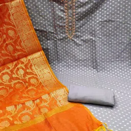 SHADOW & SAINING Woven Design Embroidered Unstitched Dress Material image 4