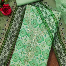 SHADOW & SAINING Embroidered Organza Unstitched Dress Material image 2