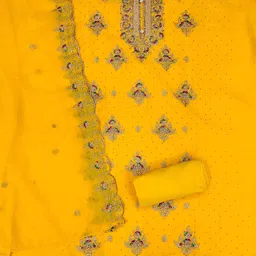 KALINI Ethnic Motifs Embroidered Beads and Stones Georgette Unstitched Dress Material image 4