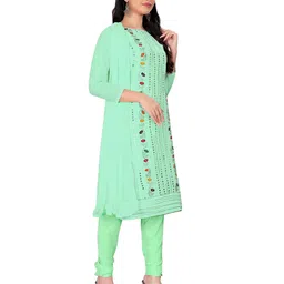 MANVAA Floral Printed Sequinned Unstitched Dress Material image 5