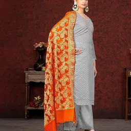 SHADOW & SAINING Woven Design Embroidered Unstitched Dress Material image 5